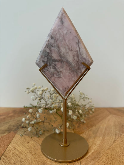 Pink opal diamond on stand