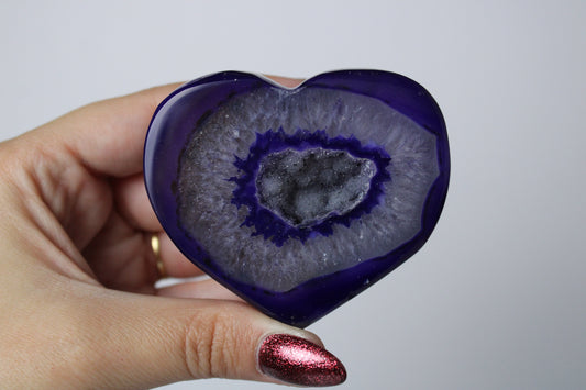 Colored agate heart purple