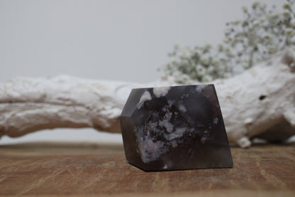 Black flower agate freeform