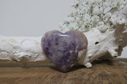 Amethyst with flower agate heart