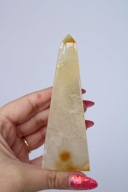 Agate obelisk orange druzy