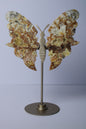 Yellow crazy lace agate butterfly on stand 1