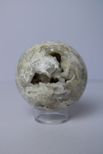 Snow agate sphere