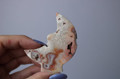 Pink crazy lace agate moon