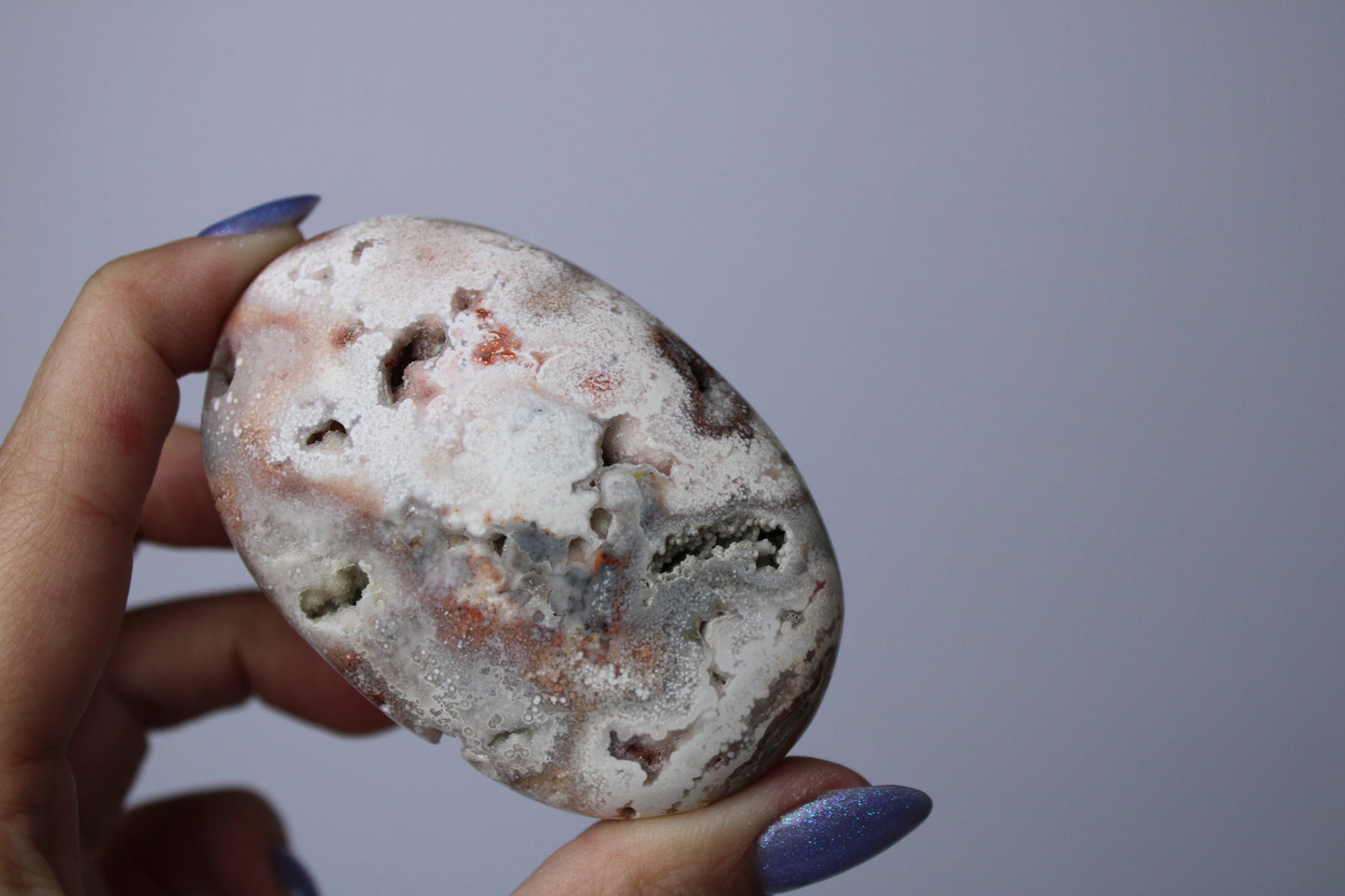 Pink crazy lace agate palm stone