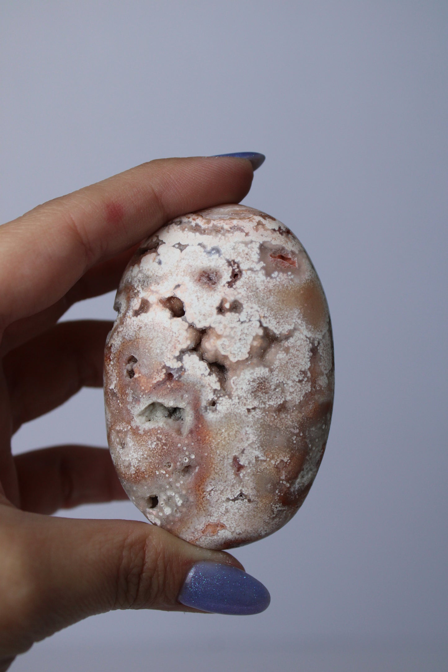 Pink crazy lace agate palm stone