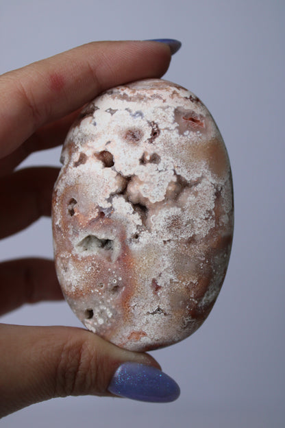 Pink crazy lace agate palm stone