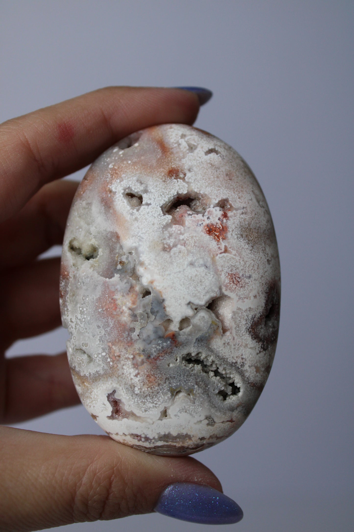 Pink crazy lace agate palm stone