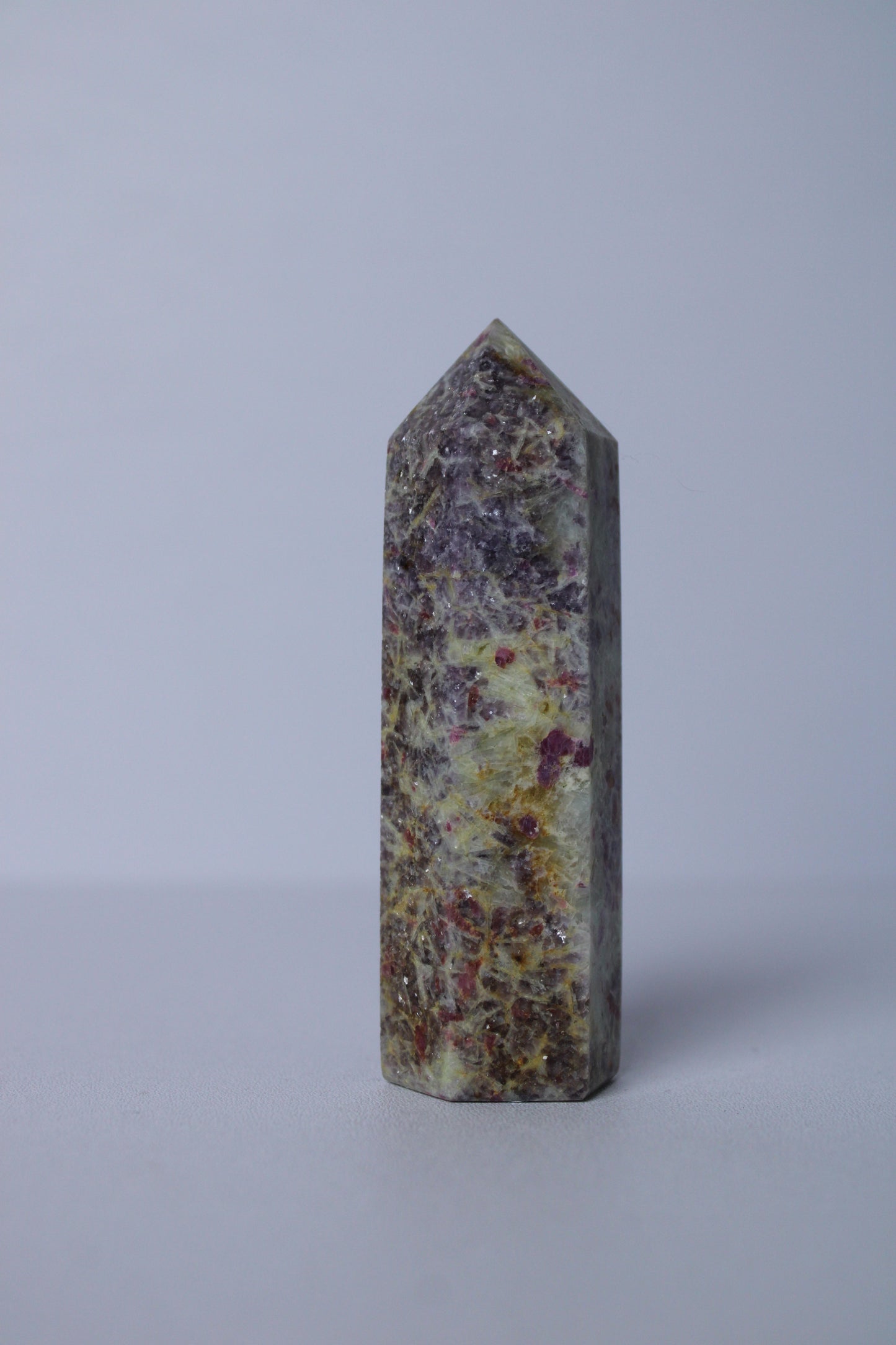 Lepidolite with pink tourmaline tower