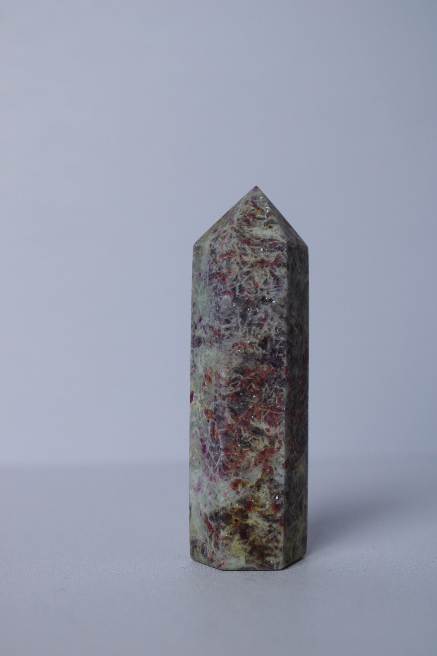 Lepidolite with pink tourmaline tower