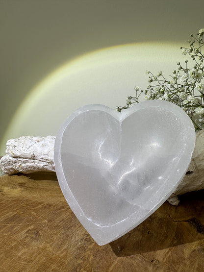 Selenite charging bowl heart